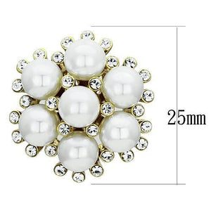 GL349 IP Gold(Ion Plating) Brass Earrings with Synthetic in White