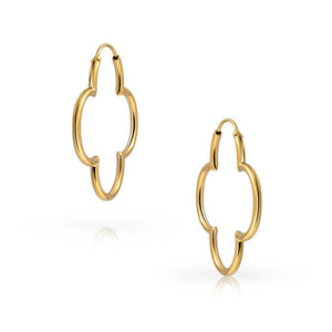 Clover Endless Hoop Earrings Rose Gold Plated 925 Sterling Silver