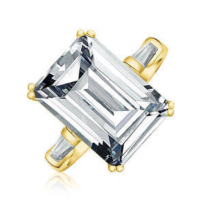 10CT Solitaire AAA CZ Emerald Cut Engagement Ring 925 Sterling Silver
