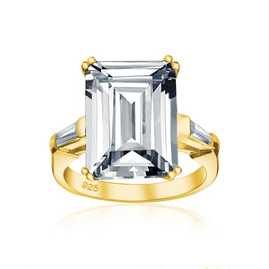 10CT Solitaire AAA CZ Emerald Cut Engagement Ring 925 Sterling Silver