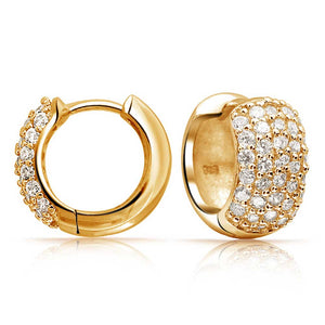 5 Five Row Cubic Zirconia CZ Hoop Earrings 925 Sterling Silver - Joyeria Lady