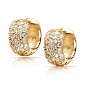 5 Five Row Cubic Zirconia CZ Hoop Earrings 925 Sterling Silver