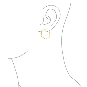 Engrave Flat Tapered Hexagon Hoop Earrings Gold Plated Sterling 1.25 Inch