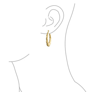 Light Weight Big Bamboo Hoop Earrings Gold Plated 3 Sizes