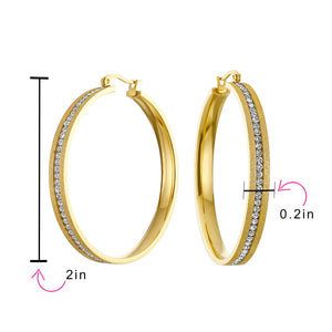 Big Fashion Large Round Channel Set CZ Hoop Earrings Stardust Matt