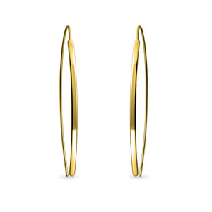 Modern Long Oval Linear Threader Earrings 925 Sterling Silver