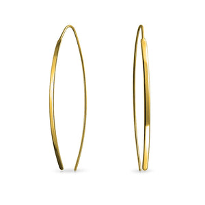 Modern Long Oval Linear Threader Earrings 925 Sterling Silver