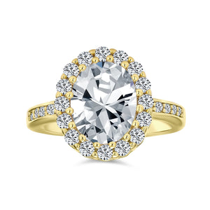 4CT Oval Pave Halo CZ Promise Engagement Rings .925 Sterling Silver