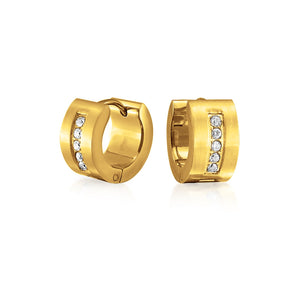 CZ Hoop Kpop Earrings Black, Rose, Gold Plated Stainless Steel