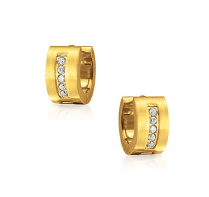 CZ Hoop Kpop Earrings Black, Rose, Gold Plated Stainless Steel