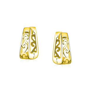 Square Pyramid Scroll Swirl Kpop Hoop Earrings Hoop Sterling Silver