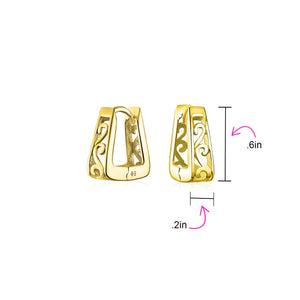 Square Pyramid Scroll Swirl Kpop Hoop Earrings Hoop Sterling Silver