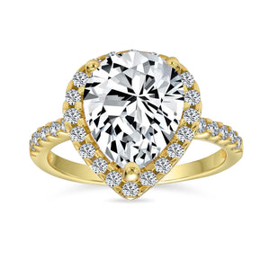 925 Sterling Silver Band 7CT AAA CZ Teardrop Halo Pear Engagement Ring