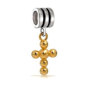 Religious Cross Dangle Charm Bead Communion 925 Sterling Silver - Joyeria Lady