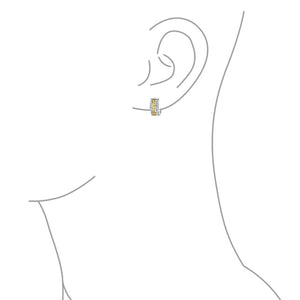 Greek Key Hoop Earrings CZ Gold Plated 925 Sterling Silver