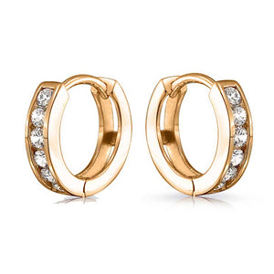 CZ Channel Hoop Earrings Rose Gold Plated Silver Birthstone Colors