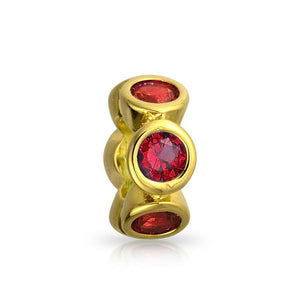 d Emerald Ruby CZ Charm Bead Gold Plated Sterling Silver