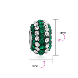 Solid Many Colors Crystal Spacer Bead Core 925 Sterling Silver