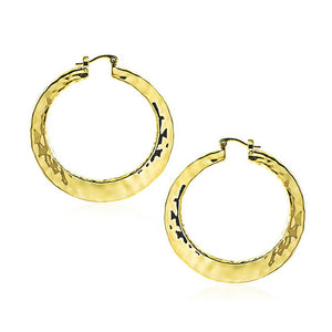 Boho Style Hammered Large Hoop Earrings Silver Gold Plated 2 Inch