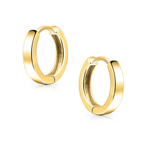 Hoop Kpop Earrings Gold Plated Sterling Silver Flat Hinge