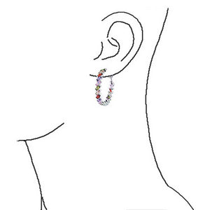 Statement Prom Pageant Bridal CZ Baguette Hoop Earrings Silver Plated