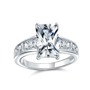 4CT Emerald Cut AAA CZ Solitaire Engagement Ring 925 Sterling Silver - Joyeria Lady