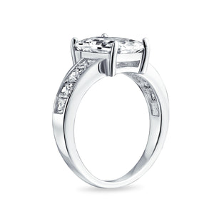 4CT Emerald Cut AAA CZ Solitaire Engagement Ring 925 Sterling Silver