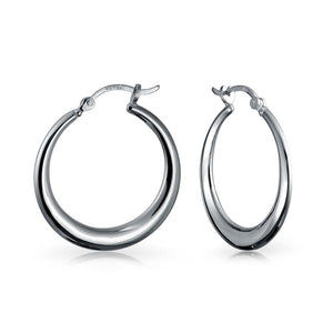 Large Tube Lightweight Hoop Earrings Sterling Silver 1.25 & 1.75 inch