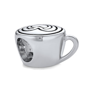 Coffee Lover Cup Latte Travel Mug Charm Bead 925 Sterling Silver