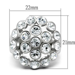 LO2096 Rhodium Brass Ring with Top Grade Crystal in Clear