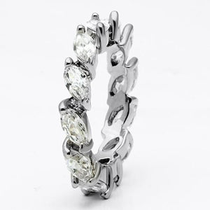 LO2469 Rhodium Brass Ring with AAA Grade CZ in Clear