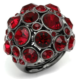 LO2501 Ruthenium Brass Ring with Top Grade Crystal in Siam - Joyeria Lady