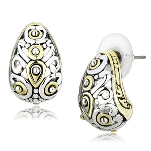 LO256 Gold+Rhodium Brass Earrings with No Stone in No Stone - Joyeria Lady