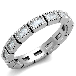 LO3559 Rhodium Brass Ring with AAA Grade CZ in Clear - Joyeria Lady