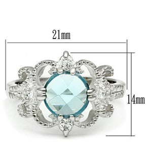 LOS539 Silver 925 Sterling Silver Ring with Synthetic in Sea Blue