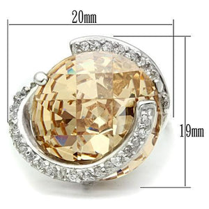 LOS540 Silver 925 Sterling Silver Ring with AAA Grade CZ in Champagne