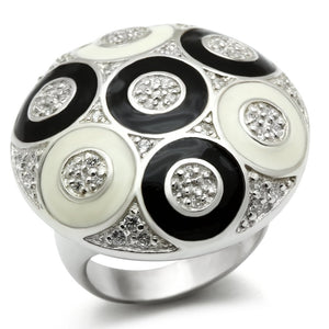 LOS541 - Silver 925 Sterling Silver Ring with AAA Grade CZ  in Clear - Joyeria Lady