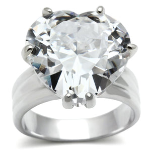 LOS543 - Silver 925 Sterling Silver Ring with AAA Grade CZ  in Clear - Joyeria Lady