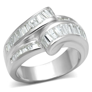 LOS637 - Silver 925 Sterling Silver Ring with AAA Grade CZ  in Clear - Joyeria Lady