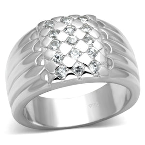 LOS639 - Silver 925 Sterling Silver Ring with AAA Grade CZ  in Clear - Joyeria Lady