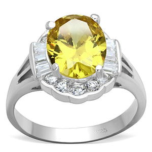 LOS659 - Silver 925 Sterling Silver Ring with AAA Grade CZ  in Topaz - Joyeria Lady