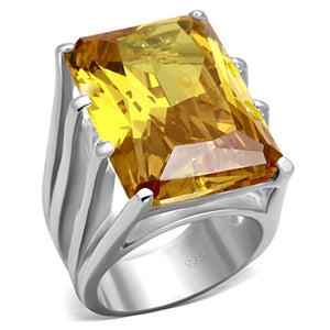 LOS665 - Silver 925 Sterling Silver Ring with AAA Grade CZ  in Topaz - Joyeria Lady
