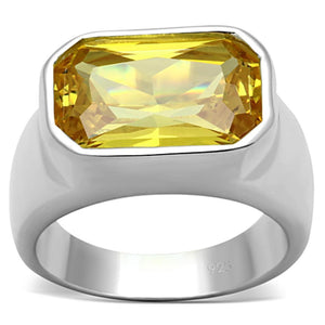 LOS674 - Silver 925 Sterling Silver Ring with AAA Grade CZ  in Topaz - Joyeria Lady