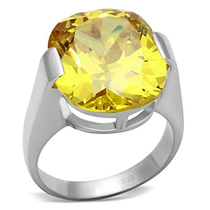 LOS689 - Silver 925 Sterling Silver Ring with AAA Grade CZ  in Topaz - Joyeria Lady
