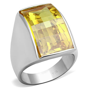 LOS693 - Silver 925 Sterling Silver Ring with AAA Grade CZ  in Topaz - Joyeria Lady