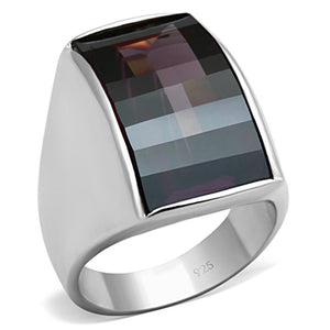 LOS694 - Silver 925 Sterling Silver Ring with AAA Grade CZ  in Amethyst - Joyeria Lady