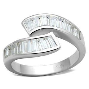 LOS705 - Silver 925 Sterling Silver Ring with AAA Grade CZ  in Clear - Joyeria Lady