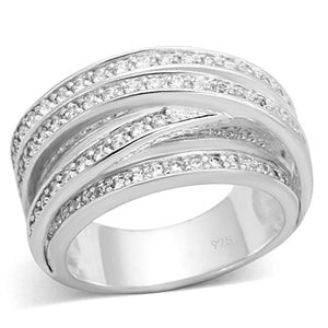 LOS716 - Silver 925 Sterling Silver Ring with AAA Grade CZ  in Clear - Joyeria Lady