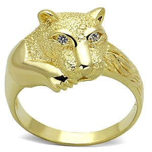 LOS770 - Gold 925 Sterling Silver Ring with AAA Grade CZ  in Clear - Joyeria Lady