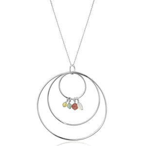 LOS795 Silver 925 Sterling Silver Necklace with Synthetic in Multi Color - Joyeria Lady